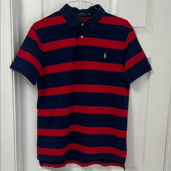 Polo by Ralph Lauren Men's Blue & Red Striped Polo -Custom Fit - size XL - Picture 1 of 5